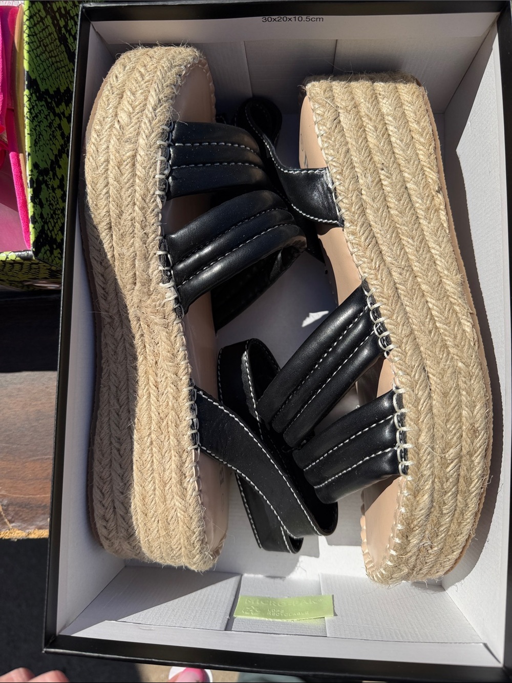 BKE Black Espadrille Platform Wedge Sandals